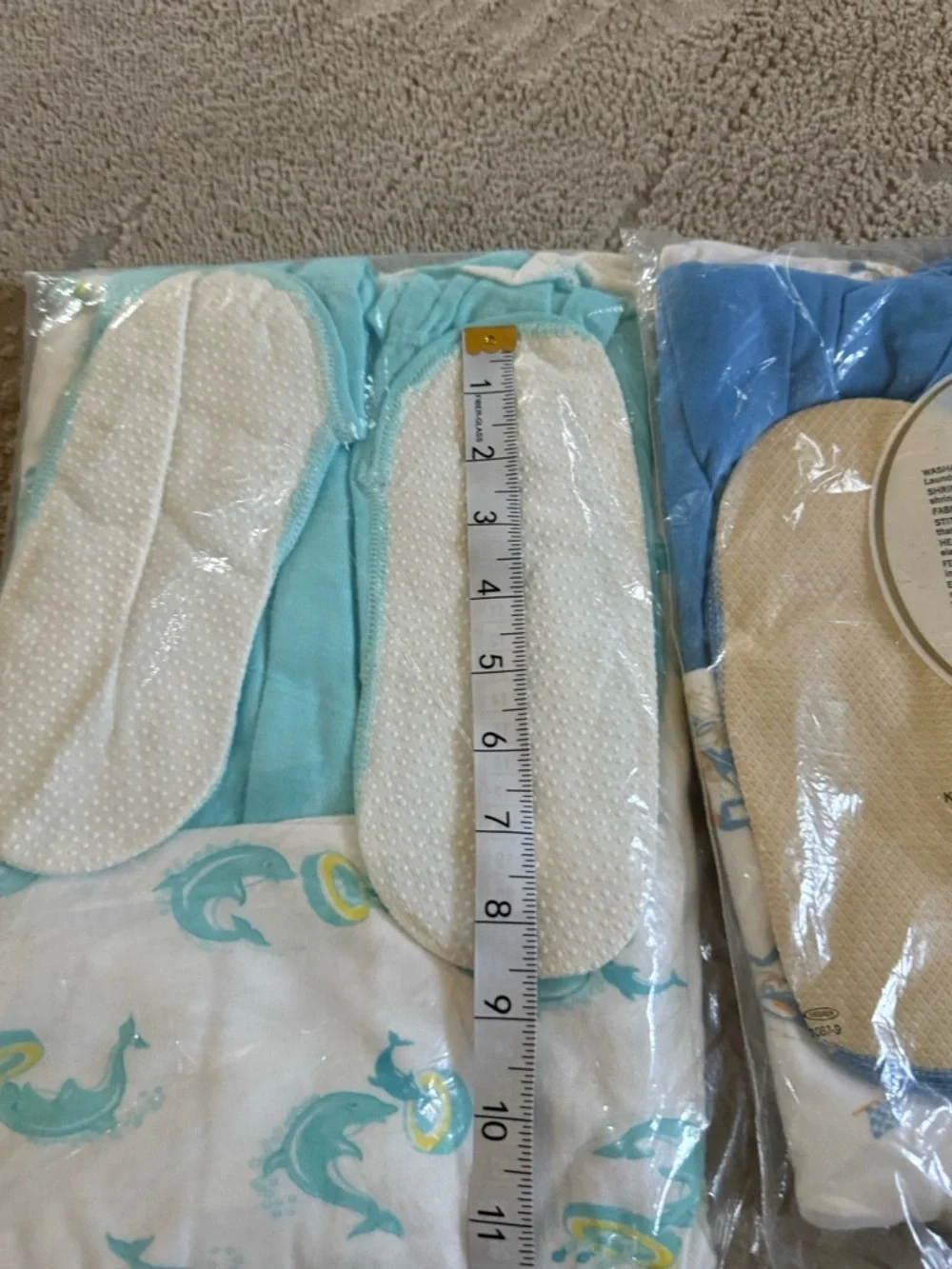Vintage Hanes footed pajama white blue dolphins race cotton car new boys 8